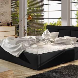 Branco 140 čalúnená manželská posteľ s roštom čierna