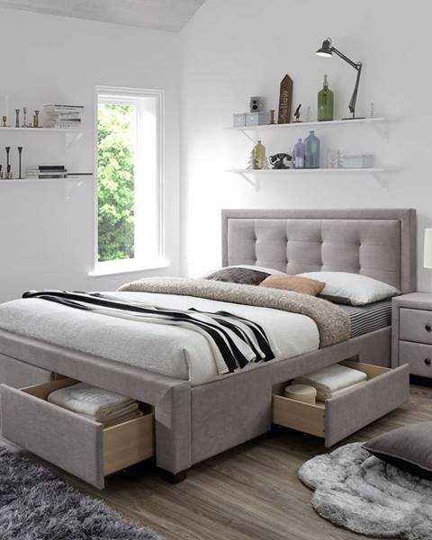 Béžová posteľ Halmar