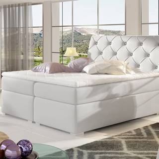 Beneto 160 čalúnená manželská posteľ s úložným priestorom biela