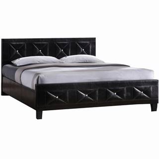 Kondela Manželská posteľ s roštom ekokoža čierna 180x200 CARISA