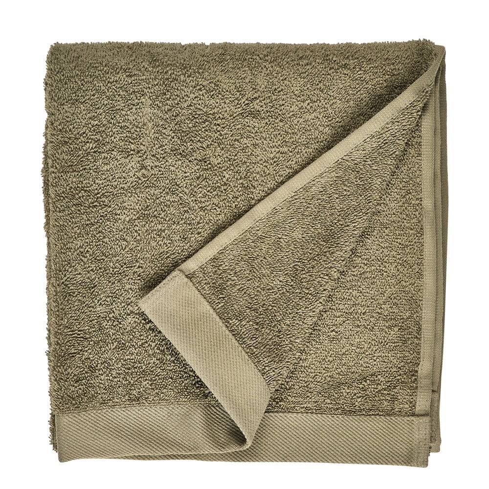 Södahl Olivovozelený uterák z froté bavlny Södahl Organic, 100 x 50 cm