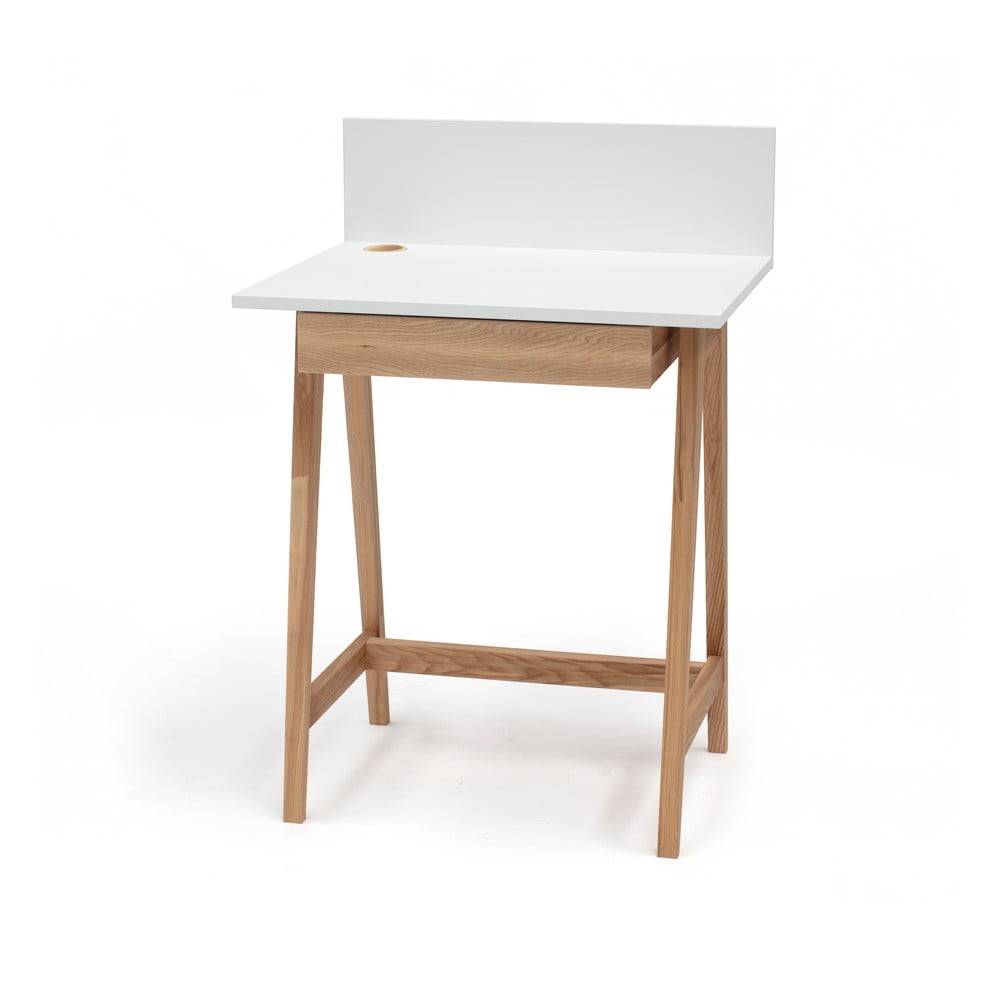Ragaba Biely písací stôl s podnožím z jaseňového dreva Ragaba Luka, dĺžka 65 cm