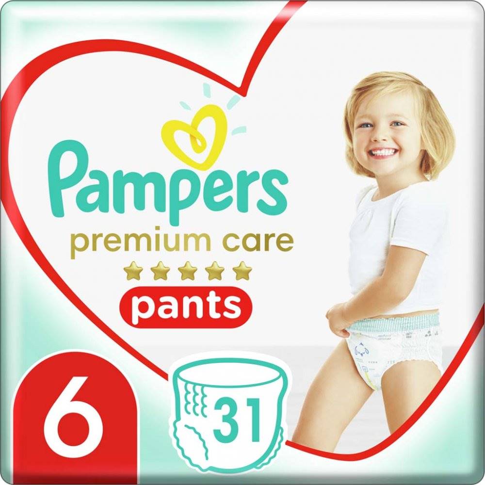 PAMPERS PAMPERS Premium Care Pants Nohavičky plienkové jednorazové 6 (16 kg+) 31 ks