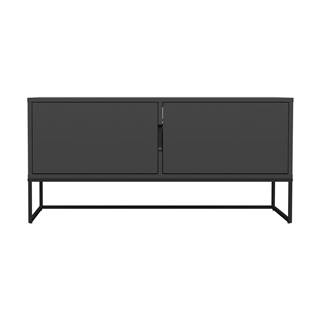 Tenzo Čierny dvojdverový TV stolík s kovovými nohami v čiernej farbe Tenzo Lipp, šírka 118 cm